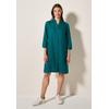 Blusenkleid CECIL, Damen, Gr. XXL (46), US-Größen, grün (grün lagoon), Stoff, 100% Leinen, unifarben, casual, comfort fit knielang, V-Ausschnitt, 3/4-Ärmel Bündchen, Kleider, knielang
