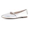 Ballerina GABOR, Damen, Gr. 37, silber (silberfarben), Glattleder, metallic, festlich, Schuhe, Blockabsatz, Bequemschuh, Flats mit funkelnden Schmucksteinen