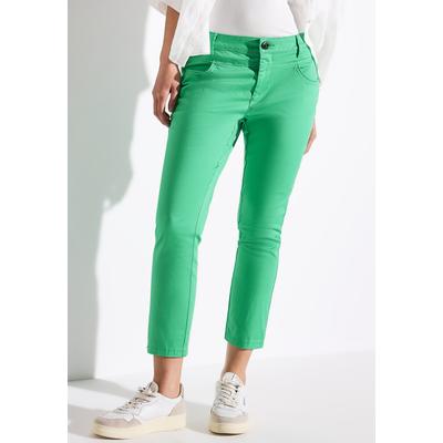 7/8-Hose STREET ONE, Damen, Gr. 42, Länge 26, grün (tendril grün), Web, 97% Baumwolle, 3% Elasthan, unifarben mit Farbeinsatz, casual, comfort fit 7/8-Länge, Hosen, 4-Pocket Style, Topseller Image