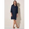 Blusenkleid CECIL, Damen, Gr. M (40), US-Größen, blau (universal blau), Stoff, 100% Leinen, unifarben, casual, comfort fit knielang, V-Ausschnitt, 3/4-Ärmel Bündchen, Kleider, knielang