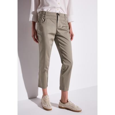 7/8-Hose STREET ONE, Damen, Gr. 34, Länge 26, buff grau, Web, 97% Baumwolle, 3% Elasthan, unifarben mit Farbeinsatz, casual, comfort fit 7/8-Länge, Hosen, 4-Pocket Style, Topseller Image