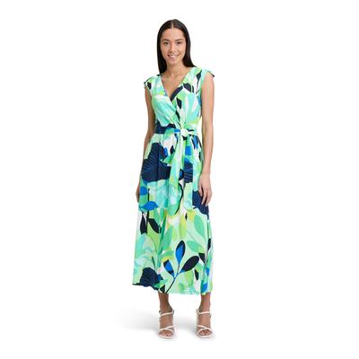 Jerseykleid BETTY BARCLAY "Betty Barclay Jerseykleid ohne Arm", Damen, Gr. 36, Normalgrößen, bunt (grün, blau), Jersey, Obermaterial: 95% Viskose, 5% Elasthan., modisch, ausgestellt lang, V-Ausschnitt, ohne Ärmel, Kleider, Form Image