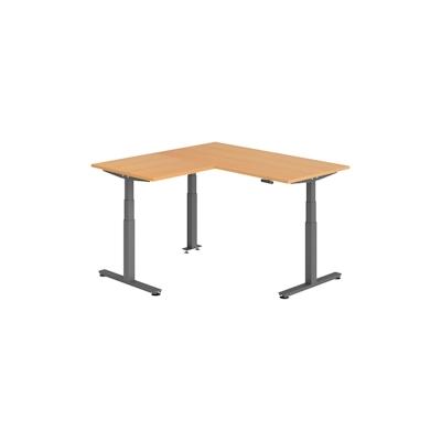 bümö Eckschreibtisch elektrisch höhenverstellbar L-Form: 160 x 160 cm in Buche, Gestell graphit - Stehschreibtisch mit Memory-Steuerung, elektrischer Image