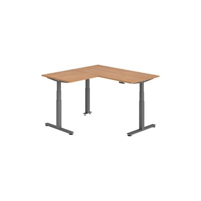 bümö Eckschreibtisch elektrisch höhenverstellbar L-Form: 160 x 160 cm in Nussbaum, Gestell graphit - Stehschreibtisch mit Memory-Steuerung, Image