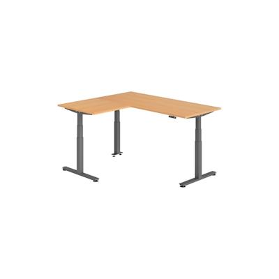 bümö Eckschreibtisch elektrisch höhenverstellbar L-Form: 180 x 160 cm in Buche, Gestell graphit - Stehschreibtisch mit Memory-Steuerung, elektrischer Image