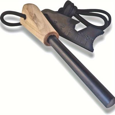 TEMU Large Magnesium Fire Starter With Wooden Handle - Outdoor Survival Flint For Camping, Hiking & Bbqs Image