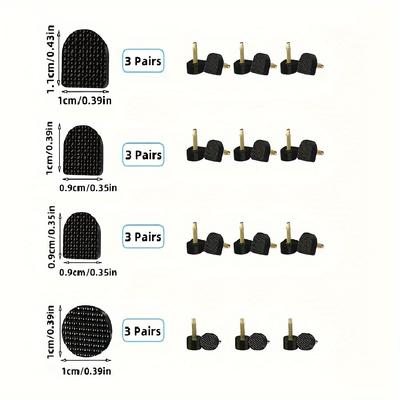 TEMU 12 Pairs Women's Heel Repair Kit - Shoe Heel Lift Pins & Dowels, Black And Golden, High Protectors For Wedding Heels And Fashion Accessories Image