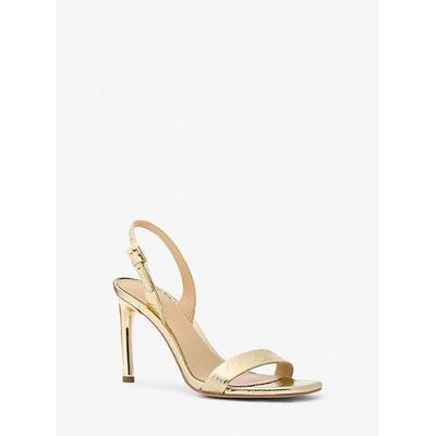 Kasia Crackled Metallic Leather Sandal - Natural - MICHAEL Michael Kors Heels