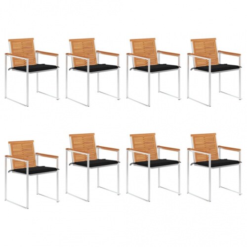 Gartenstühle mit Kissen Massivholz Akazie V2 | vidaXL : Farbe - Schwarz, Größe - 8 Stk. Image