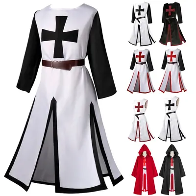 Herren mittelalter liche Kreuzritter Ritter Templer Tunika Cosplay Kostüme Renaissance Halloween Image
