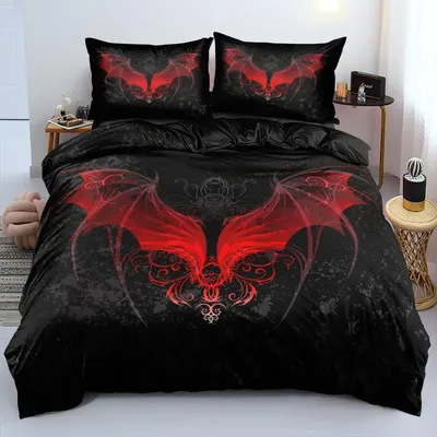 Fledermaus-Bettbezug-Set im gotischen Stil, wildes Tier, Trösterbezug für Kinder, Jungen, Mädchen, Teenager, Schlafzimmer, Dekor, komplettes Queen-Size-Bettwäsche-Set