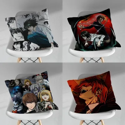 Anime Death Note L Tsuki Kissenbezug Kissenbezüge Sofa Dekor Home Doppelseitiger Druck Kurzer Plüsch Image