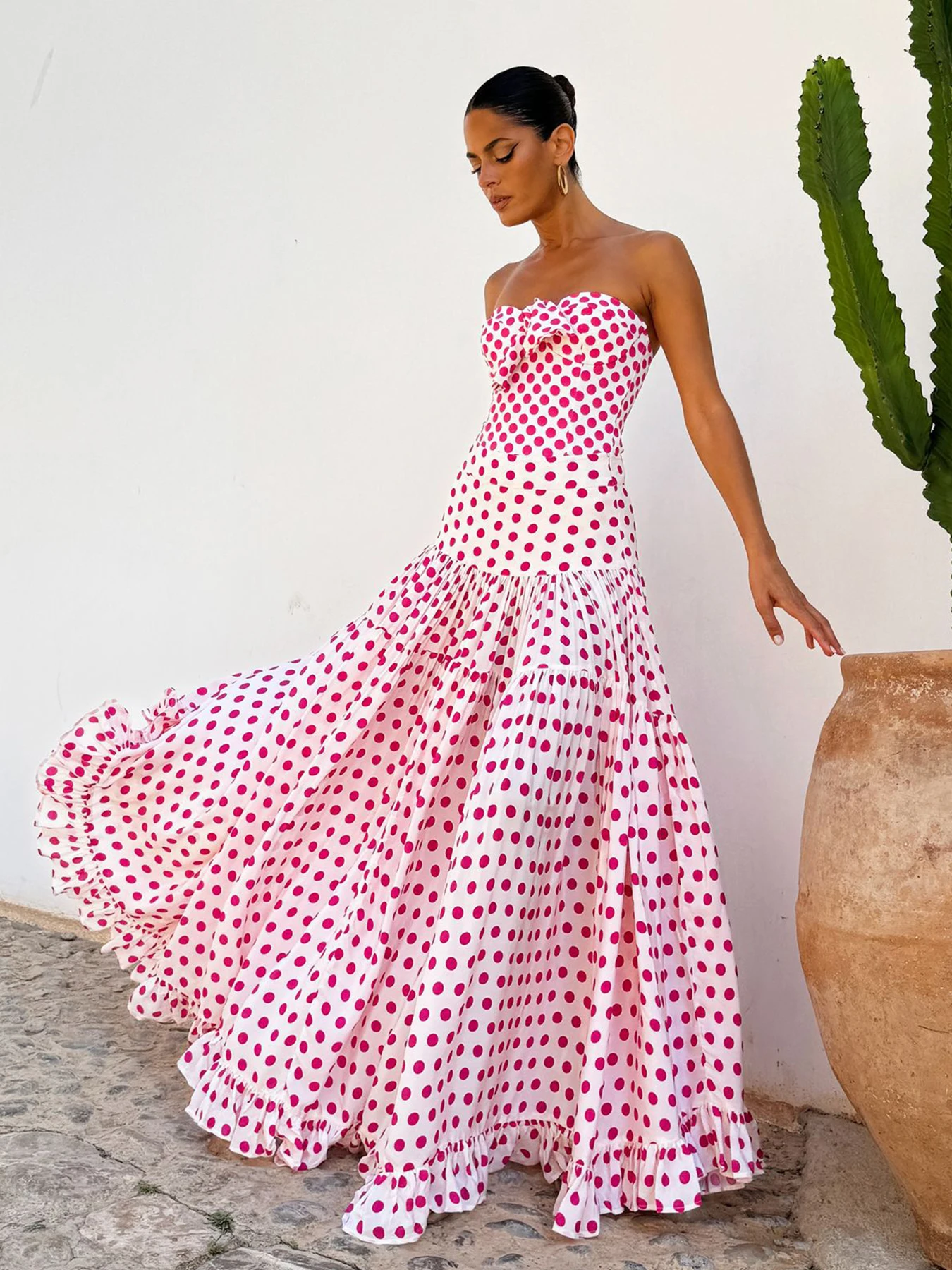 2024 Neuer einteiliger Badeanzug mit Polka Dot Print für Damen, Bademode und Strandrock, brasilianischer Badeanzug, Strandmode, Badeanzug, XL Image