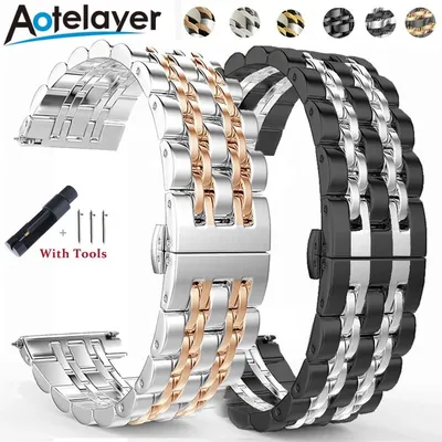 20mm 22mm Quick Release 316L Massivem Edelstahl Uhrenarmband Metall Falten Schmetterling Schnalle Image