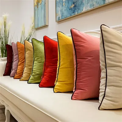 Nordic Reine Farbe Flanell Samt Kissenbezüge Für Home Sofa Bett Werfen Kissen Fall Wohnzimmer Dekorative Image