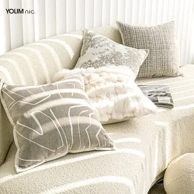 Nordische Creme Wurf kissen Wohnzimmer Schlafzimmer Bett Kissen Chenille Erker Kissen Fuchs Haar Image