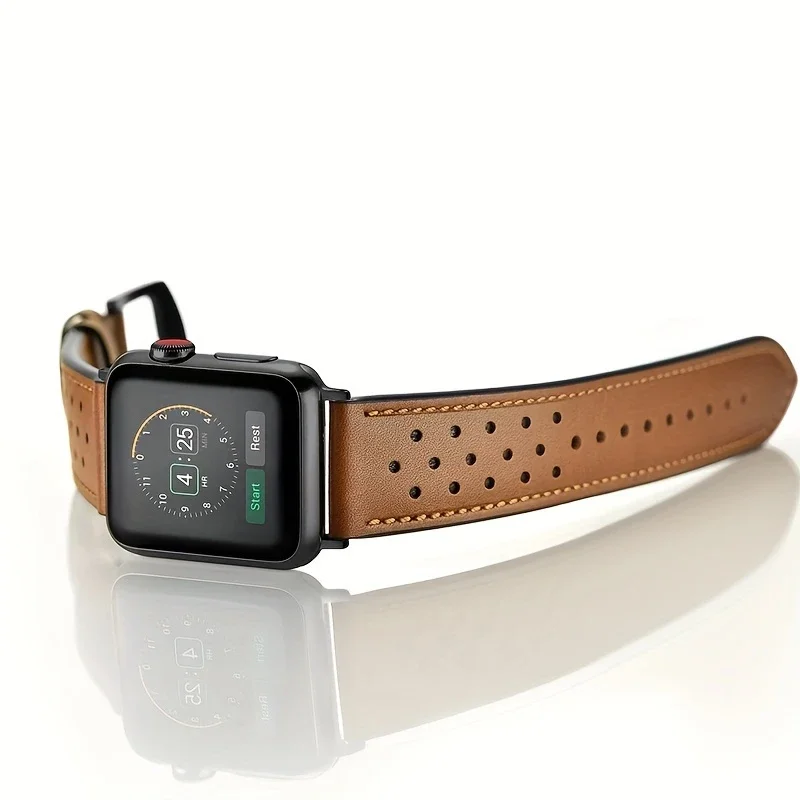 Lederarmband für Apple Watch Band 45 mm 44 mm Ultra2 49 mm 40 mm 42-46 mm 38/41 mm 44 45 mm Retro-Armband Serie 10 9 8 7 4 5 6 3 se Image