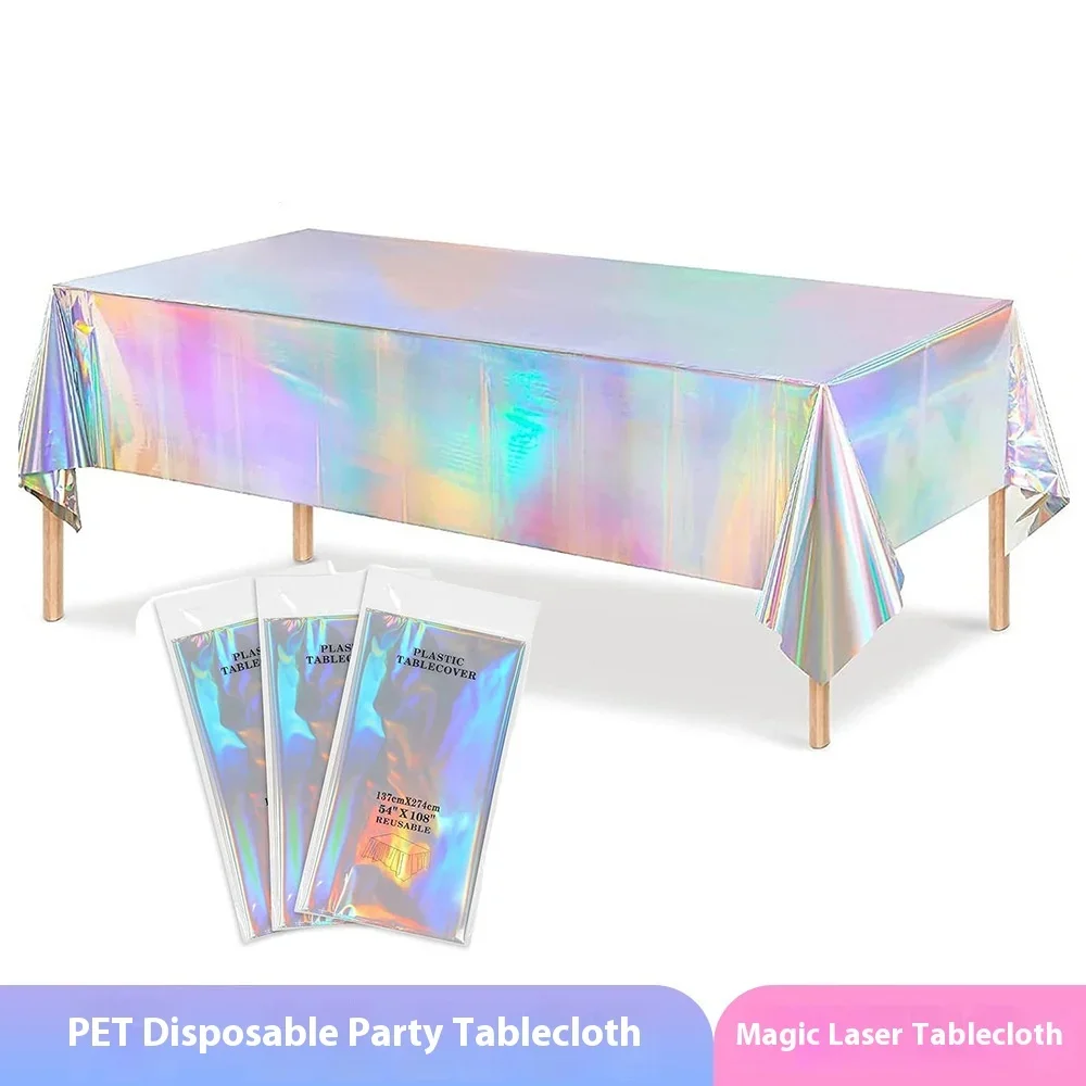 1PC Einweg Halloween Weihnachten Laser Rechteckige Tischdecke Regenbogen Aluminium Folie Party Hochzeit Geburtstag Dekoration Lieferungen Image