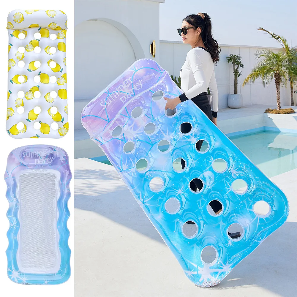 Rooxin Aufblasbare Schwimmt Bett Schwimmen Ring Rohr Wasser Freizeit Bett Schwimmen Luft Matratzen Schwimmen Pool Schlafen Bett Strand Liege Stuhl Image