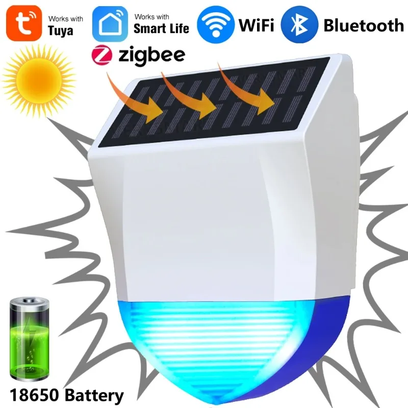 Tuya Smart Für Zigbee/Wifi Sirene Alarm Wasserdicht Outdoor Mit Solar Und USB Netzteil Optional Fernbedienung 95dB Image
