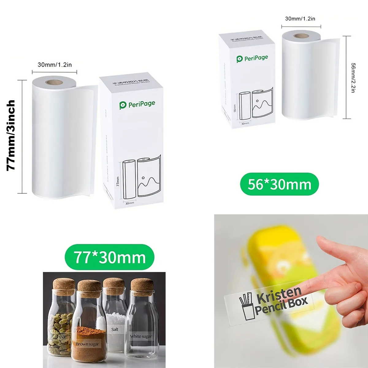 56mm 77mm durchscheinende Foto aufkleber selbst klebende Thermopapier transparente Rollen für Peripage a9/a9s/a9 pro/a9 max/a9s max Image