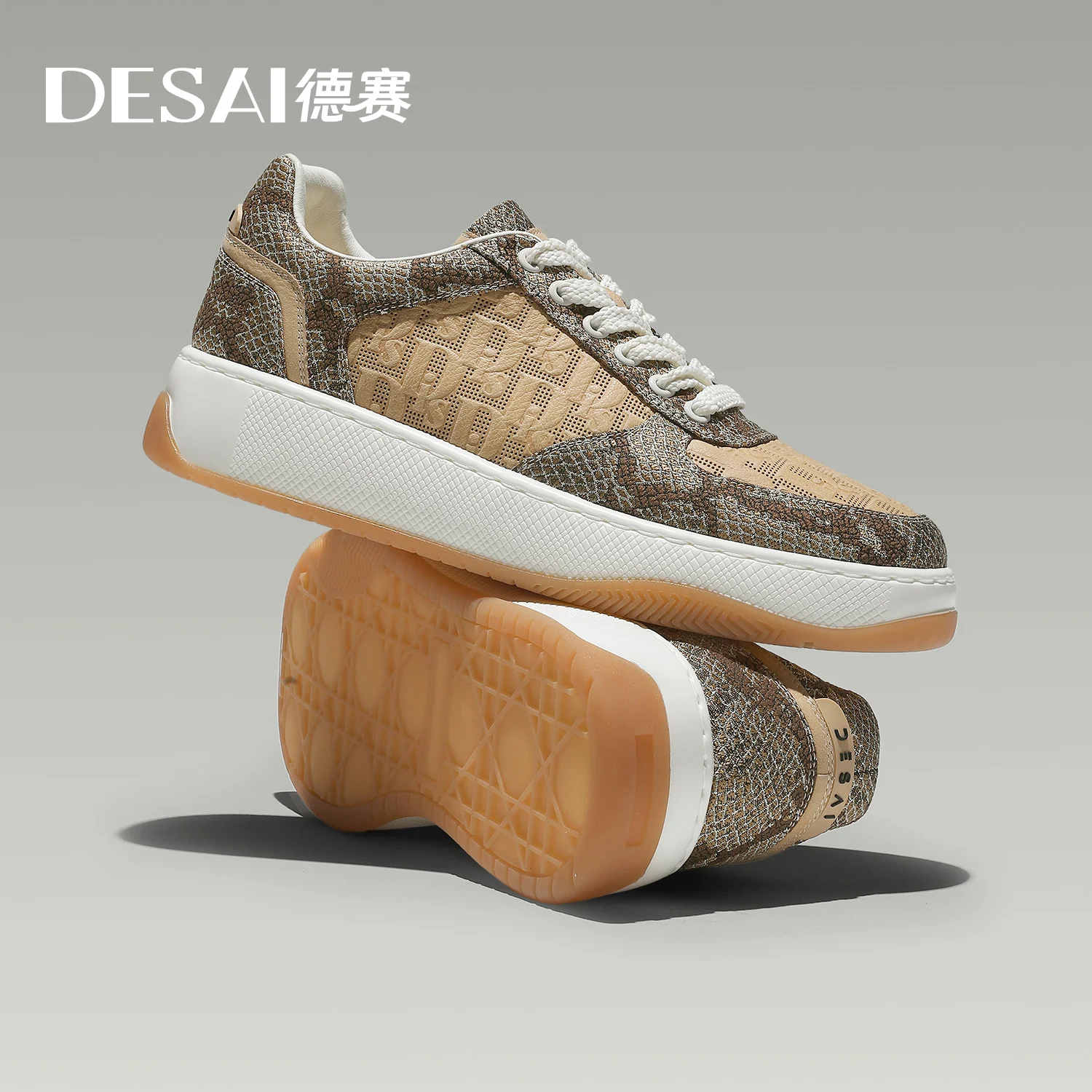 DESAI Eastern Stickerei Frühling Low-Top Herren Low-Top Freizeitschuhe vielseitige atmungsaktive modische Herrenschuhe Image