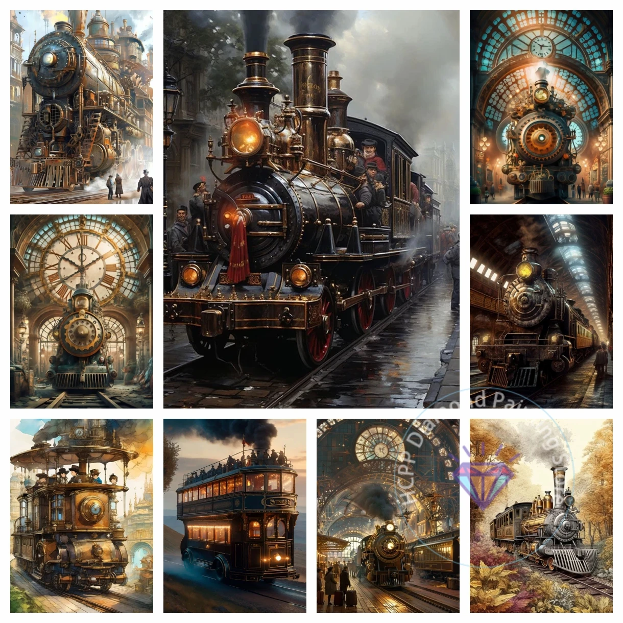 Steampunk Zug Diamant Zeichnung Kit 5D DIY Diamant Stickerei Industrie Punk handgemachte Kunst exquisite Erwachsene Geschenk Home Dekoration Image