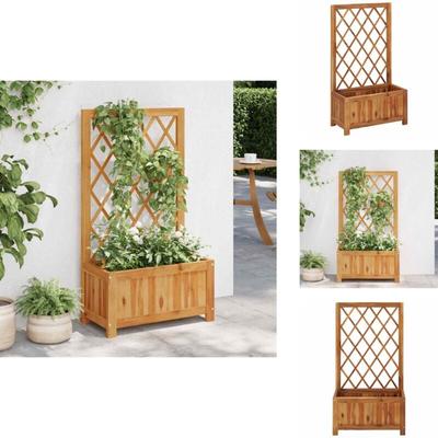 Garten-Hochbeet mit Spalier Massivholz Akazie - Holz Hochbeet - Garten Hochbeet - Balkon Beet Image