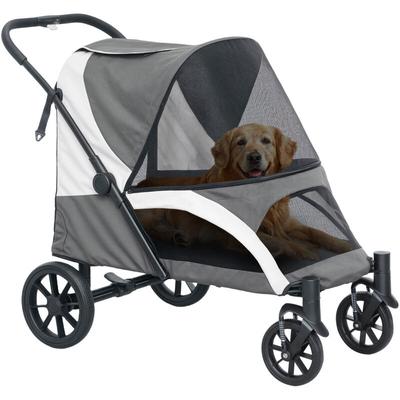 Pawhut - Hundewagen Hundebuggy klappbar für große Hunde & Katzen bis 30 kg Katzenbuggy mit Kissen Image