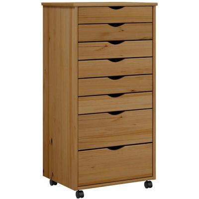 Rollschrank mit Schubladen moss Honigbraun Massivholz Kiefer Vidaxl Image