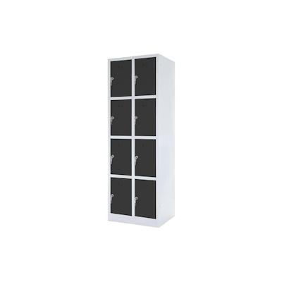 Stahl-Fächerschrank mit Sockel, 2x 4 Fächer, BxTxH 600x490x1800 mm, lichtgrau/anthrazit Image