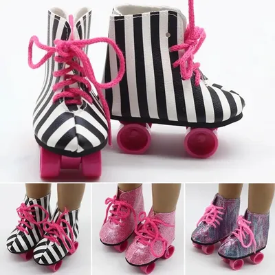1 Pair Glitter Doll Roller Skates Pink Mini BJD Doll Roller Skates Colorful Kawaii Doll RIce Boots