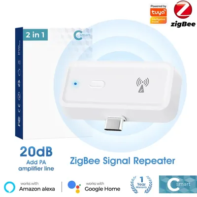 Smart ZigBee Wireless Signal Repeater Works with ZigBee Gateway Hub Type C Range Extender Work for