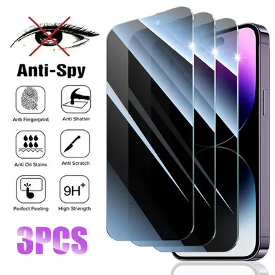 3PCS Privacy Screen Protector For iPhone 14 Pro Max 16 Pro 16E Anti-Spy Tempered Glass For iPhone 15