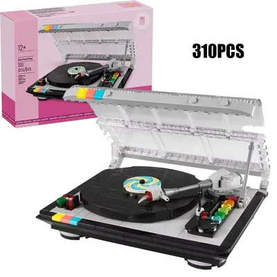 New creative retro record player building blocks MOC building bricks music player decoration model
