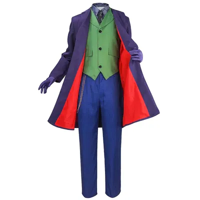 Joker Cosplay Fantasy Gloves Necktie Suit Movie Super Villain Costume Disguise Adult Men Roleplay