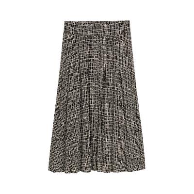 TOM TAILOR Damen High Waist Midi-Rock aus Viskose, schwarz, Gemustert, Gr. 34 Image