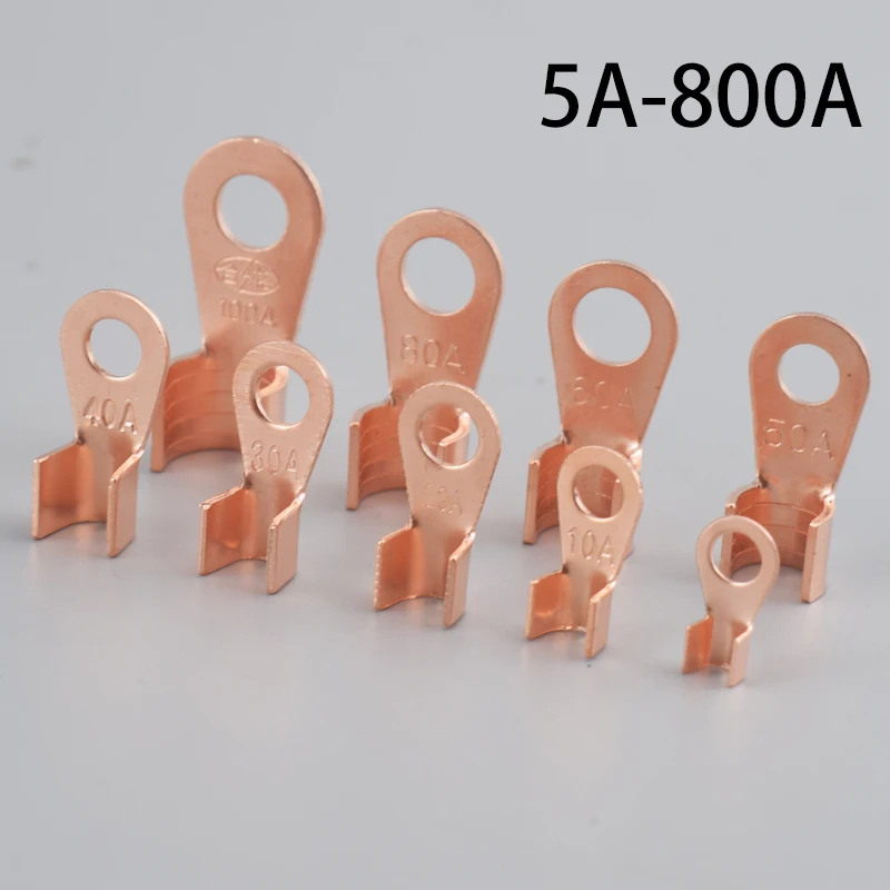 10/50PCS Terminale OT in rame Non isolato Connettore del cavo Terminali del cavo elettrico nudo Capocorda Anello batteria Terminale a crimpare 10-400A