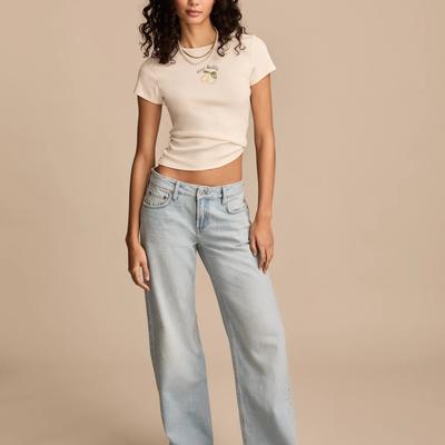 Lucky Brand Baggy Wide Leg - Women's Pants Denim Wide Leg Jeans in Azure Fade Wash, Size 34 x 32