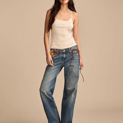 Lucky Brand Baggy Wide Leg - Women's Pants Denim Wide Leg Jeans in Timeless Cobalt Wash, Size 35 x 32