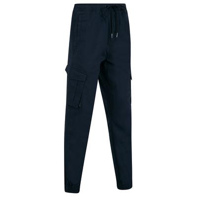 Trousers Fairbanks Stretch Cotton Blend Elastic Waist Multi-Pocket Cargo Trousers in Sky Captain Navy / XXL - Tokyo Laundry