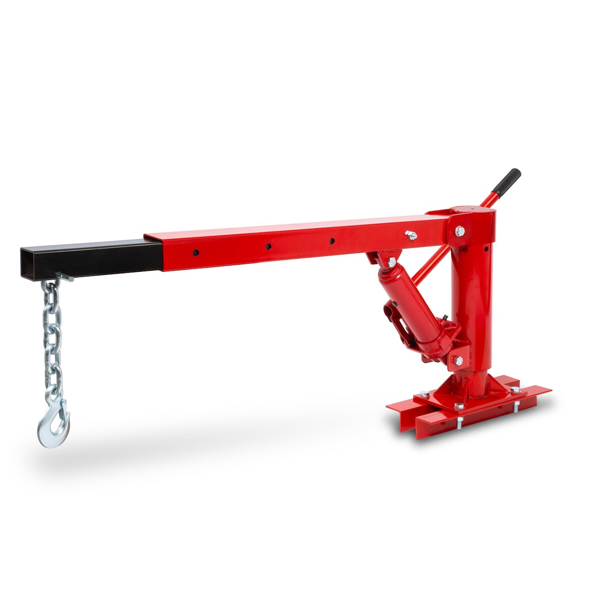 EBERTH Pick Up Kran 450 kg, Bodenmontage, 35–1330 mm Hubhöhe, 880–1400 mm Ausleger, mit Lasthaken und Kette, Werkstattkran Image