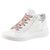 Sneakerboots ARA "ROM", Damen, Gr. 7 (40,5), silber (weiß, silberfarben), Glattleder, kontrastfarbene Details, sportlich, Schuhe, High Top Sneaker, Schnürboots in Weite G (= weit)
