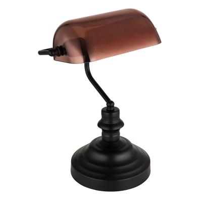 GLOBO LIGHTING LED Tischleuchte "ANTIQUE", schwarz matt kupferfarben, 1 flammig,, Lampen, Bankerleuchte Bankerlampe Image