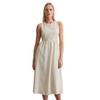 Midikleid MARC O'POLO "aus TENCEL™ Lyocell-Leinen-Mix", Damen, Gr. 46, Normalgrößen, silky stone, Obermaterial: 90% Lyocell, 10% Leinen; Futter: 100% Nicht verfügbar, unifarben, weit wadenlang, Rundhals, ohne Ärmel, Kleider