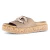 Pantolette GABOR, Damen, Gr. 37, gold (beige, goldfarben), Ziegenveloursleder, Kalbsleder, modisch, Schuhe, Plateau, Sommerschuh, Schlupfschuh mit bezogener Zierkette