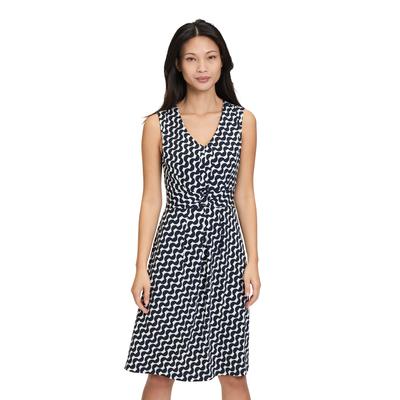 Shirtkleid BETTY BARCLAY "Betty Barclay Shirtkleid ohne Arm", Damen, Gr. 36, Normalgrößen, blau (dunkelblau, weiß), Jersey, Obermaterial: 95% Polyester, 5% Elasthan., feminin, Basic schmal kurz, V-Ausschnitt, ohne Ärmel, Kleider, Form Image