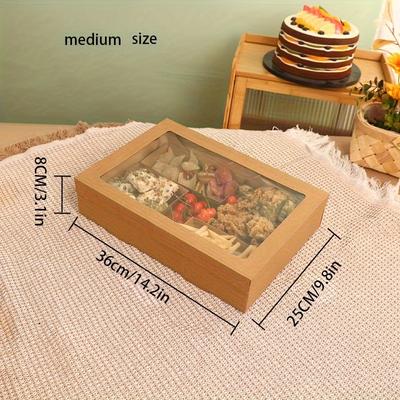 TEMU 4pcs Paper Gift Boxes With Lids And Clear Windows, Disposable Durable Boxes, Portable For Parties, Weddings, Camping Image