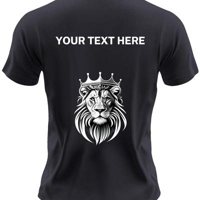TEMU Custom T-shirt, Personalized Tees For Men, Lion In A Crown Print, Casual Short Sleeve Custom Printed T-shirt For Summer Image