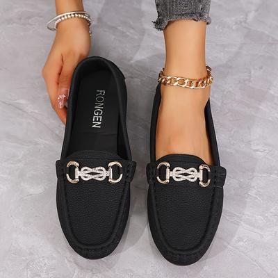 TEMU Women's Metallic Decorative Flat Shoes, Featuring A Soft Sole For And A Slip-on Design, Lightweight Low-top Loafers For Wear. Image